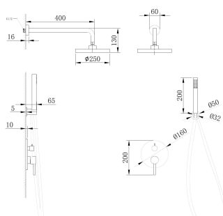 Душевая система ABBER Emotion чёрный матовый AF8818B